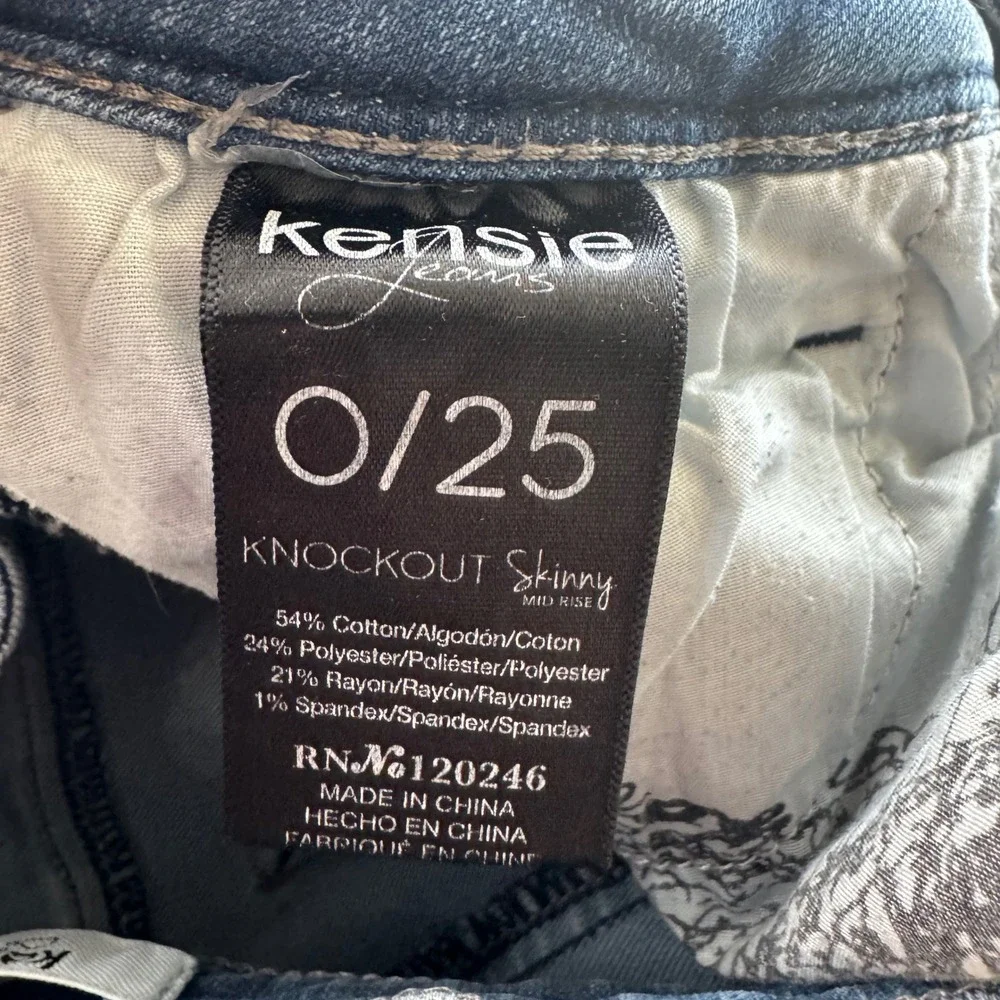 Kensie Jeans Womens Skinny Denim Medium Wash Blue Mid Rise Pants Size 0 Ankle